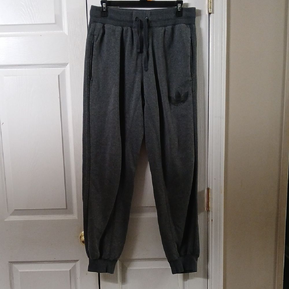 Adidas Dark Gray Joggers sweatpants Sz M EUC